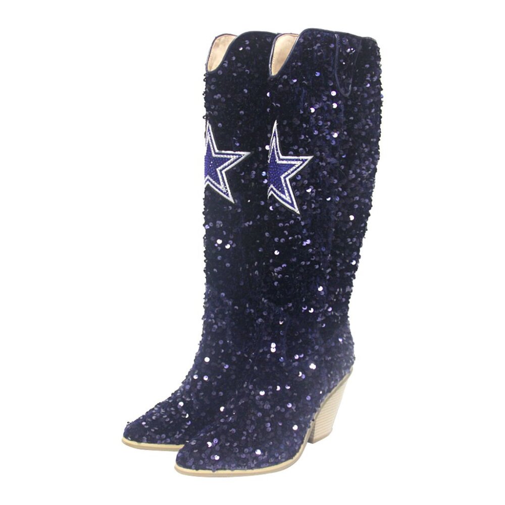 NWT NFL Licensed Dallas Cowboys Knee High Sequin Boot - Picture 3 of 3